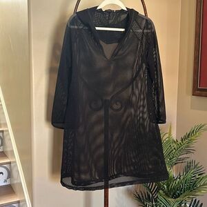 Black Mesh Swimsuit Coverup